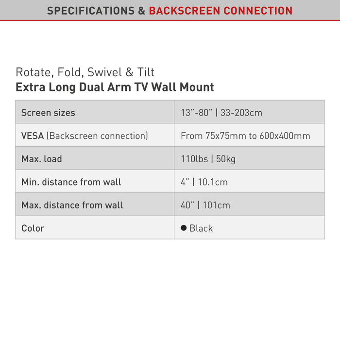 Enorme TV Beugel | 1 Meter | 13"-80" | Barkan Mounts