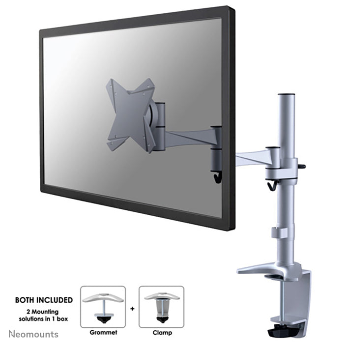 FPMA-D1330SILVER is een bureausteun met 3 draaipunten voor flat screens t/m 30 inch (76 cm).