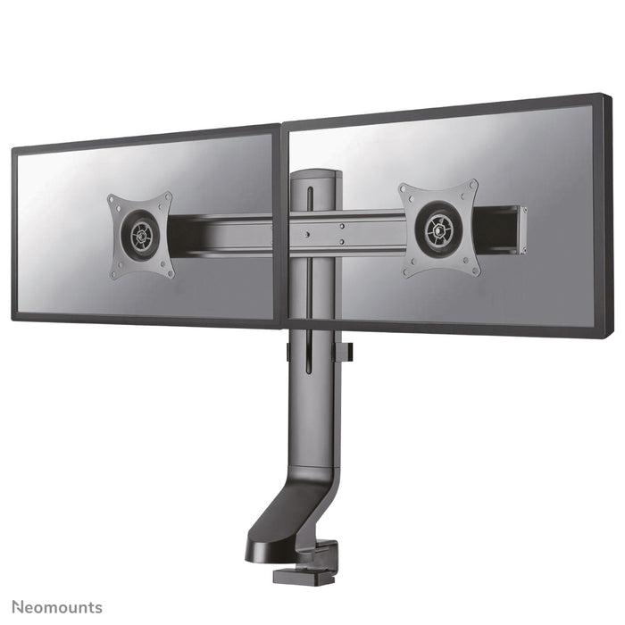FPMA-D860DBLACK is een bureausteun voor twee flat screens t/m 27 inch (69 cm).