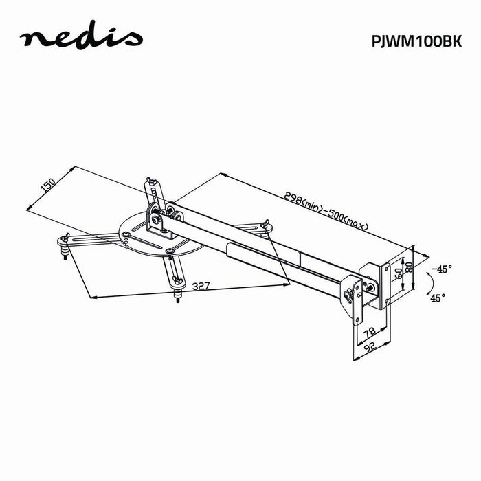 Muurbeugel voor Projector | 360° Draaibaar | Max. 10 kg | Afstand tot de Muur 314 - 500 mm | Zwart