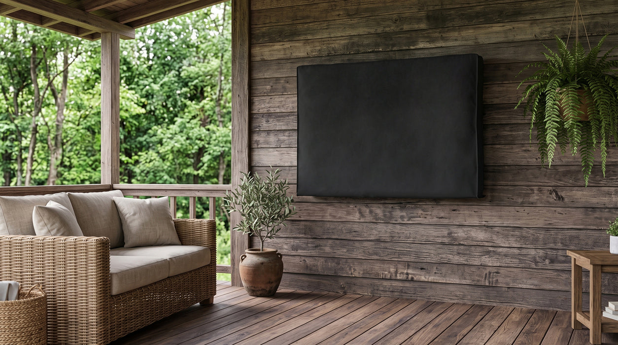 TV-Beschermhoes voor Buiten | 46" - 48" | Uitstekende Kwaliteit Oxford-Doek | Apart vak voor Afstandsbediening | Zwart
