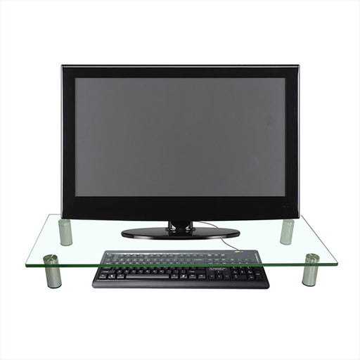 Monitor verhoger met een monitor en toetsenbord